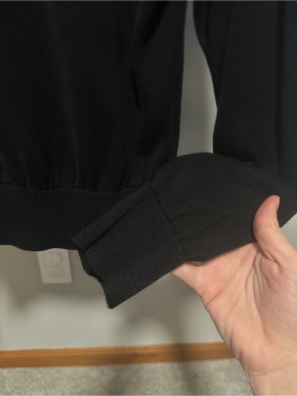 Men's L Baracuta Black Mock Neck Sweater - Classic Lightweight Knit Silk Blend - Picture 5 of 13